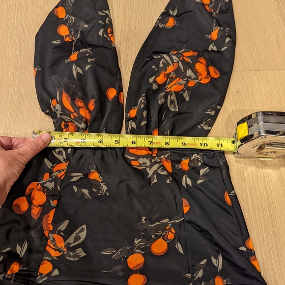 Black and Orange Floral Swimsuit - Picture 6 of 9